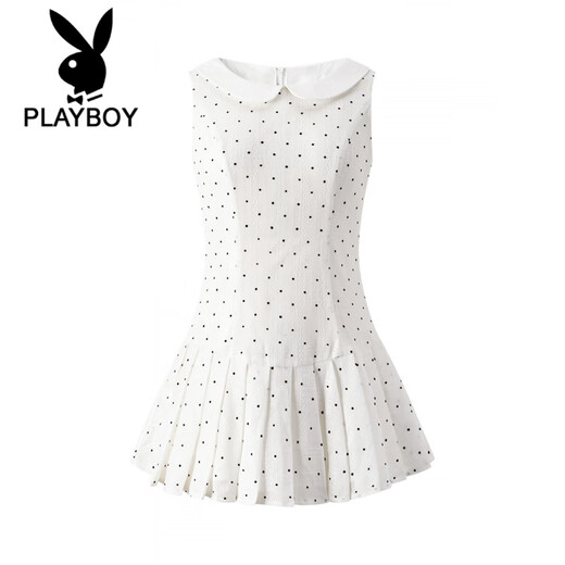 花花公子（PLAYBOY）法式白色初恋娃娃领波点吊带连衣裙子女夏季2025新款甜美百褶短裙 【白色】夏季穿搭2025新款今年流 L 55/60kg