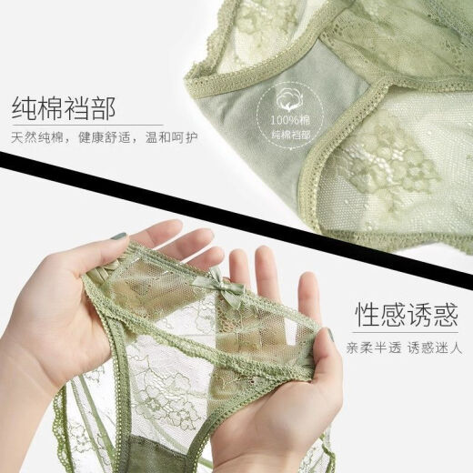 七匹狼（SEPTWOLVES）蕾丝内裤女纯棉裆女士性感低腰三角超火辣新款2025女式短裤 9227#豆沙+绿色+黑色(装) 3条 L 110-130斤