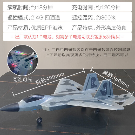 SHENX遥控飞机战斗机J35大型固定翼儿童航模男孩成人玩具耐撞隐形航模 F22-大号四通特技版BM22B无航拍