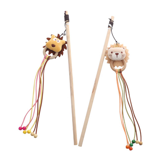 Jingdong Express cat toy wooden pole lion cat teasing stick with bell shape cute bite-resistant interactive toy lion