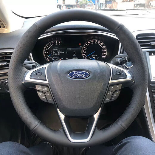 OTHER Mondeo Steering Wings Cover Genuine Leather Ford Edge Explorer Wings Fox Wings Beauforis Hand Sewing Snaps 1517 Ford Black Leather Black Line Real Microfiber
