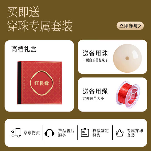 Hongliangyuan White Jade Bodhi Root Bracelet Single Circle Authentic Buddha Beads Rosary Beads Wenwan Bracelet Men and Women Bracelet Gift 10mm