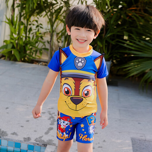 PAW PATROL Wangwang team children's swimsuit boy swimming trunks 2023 new boy long-sleeved swimsuit swim cap baby boy swimming suit split 9856 95 S