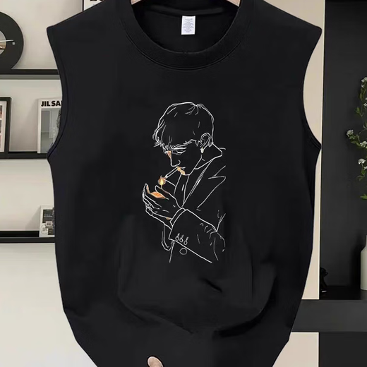Camiseta American Fashion Sleeveless Men Ins Summer Trendy Loose Chals Loose Boys Sports and Casual Vest Camiseta Top White 4xl recomendado para usar dentro de 160-180 Jin [Jin equivale a 0.5 kg]