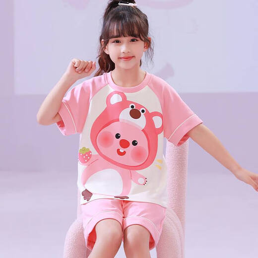 Детская пижама Pure Cotton Cotton Completeed Summer Thin Beaver Ruby Loppy Cartoon Little Girl Home Clothing Set 6629# Pikachu 145 размер 16 рост 138 см.