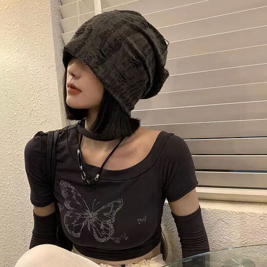 帽子女秋冬保暖针织帽大头围显脸小月子帽包头帽堆堆帽 破洞堆堆帽 + 灰色 M（56-58cm）收藏加购优先发货