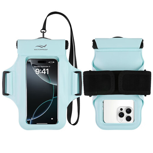 MieLanat mobile phone waterproof bag with touch screen swimming rafting hot spring takeaway hanging neck arm arm sponge waterproof mobile phone case black