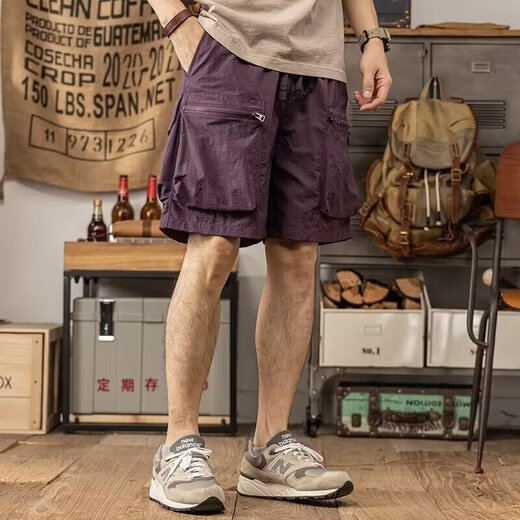 夏季工装短裤男潮牌ins宽松休闲潮流外穿中裤百搭韩版五分裤 军绿色 D03潮衫公会 L