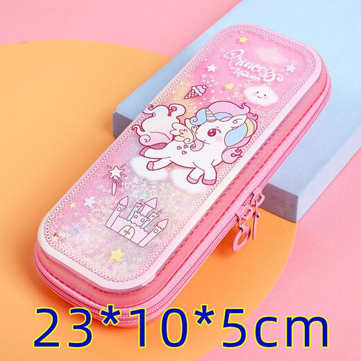 Qili Color Hard Shell Quicksand Bleistift Fall transparenter Bleistift -Fall für Männer und Frauen Grundschüler kreative Internet -Prominente Bleistift Fall für Kinderstiftfall 3899 Pink Unicorn