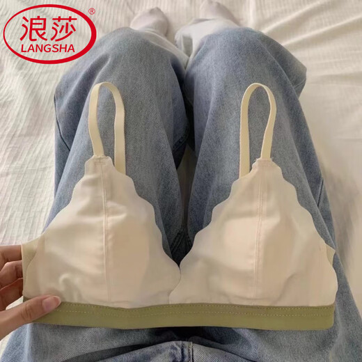 Langsha Sous-vêtements français pour femmes sans anneaux en acier, grands seins, petits seins, rassemblement de rabbit-oreilles, points anti-convexes, fillette de soutien-gorge champagne d'été 70a 32b