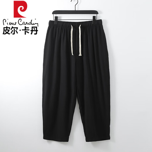 Piercadan Fatty Large Size Cotton and Line Cropped Pants Men's Summer Thin Loose Plus Fat Plus Larger Line Casual Pants 300Jin [Jin Equal to 0.5kg] 400 Royal Blue 4XL (225-260Jin [Jin Equal to 0.5kg])