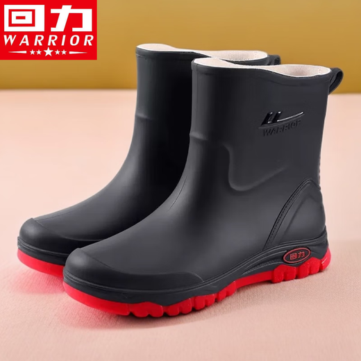 Pull-back rain boots for men, all-in-one cotton rain boots, non-slip waterproof shoes, work rubber shoes, fishing shoes, car wash overshoes, water boots, rubber shoes, 5388 black plus velvet (fixed velvet), one size larger 43
