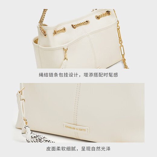 CHARLES&KEITH25夏新品柔软绳结链条包挂单肩托特包CK2-20782617 Cream奶白色 M