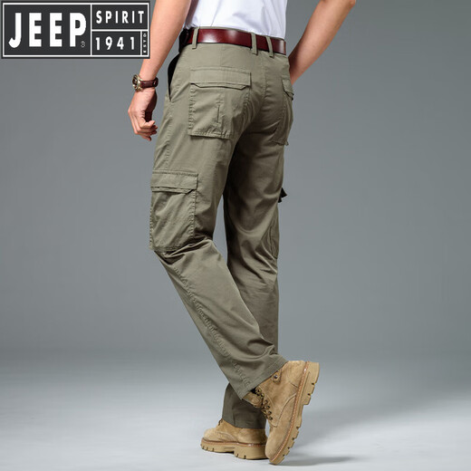 Jeep Spirit Jeep Armee Grüne Arbeithose Herren Sommer Neue lose Mehrfachpocket Straight Herrenhosen High-End Casual Hosen Spring- und Herbst SG-J9922 Armee Green Thin Modell 34 [Warteumfang 2 Fuß 7]