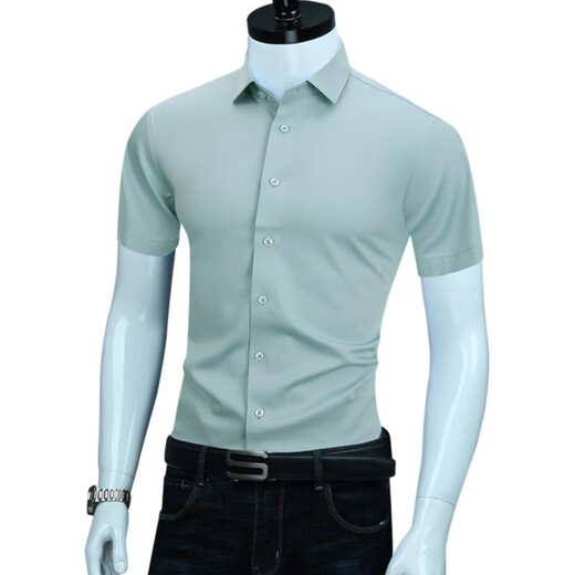 Gy Youngorhanp Yager Herren Kurzärmel-Shirt 2025 Neuer Sinn für neue Stil Nicht-Soled Anti-Falten Business Casual High-End-Sommer halb Ärmel Schwarz PL6167D S 38