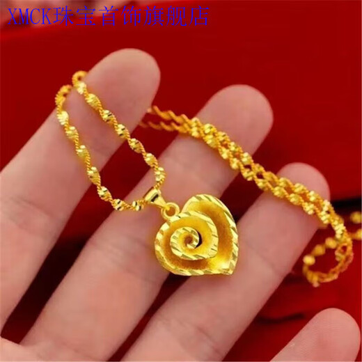 XMCK Old Phoenix 999 Gold Foot Collar de oro El amor y la moda de las mujeres Versátiles Versátiles de la altura del colgante Luz de lujo Cadena de clavículas Rose Heart 2.68g [Se venderá para 2691 yuan pronto]