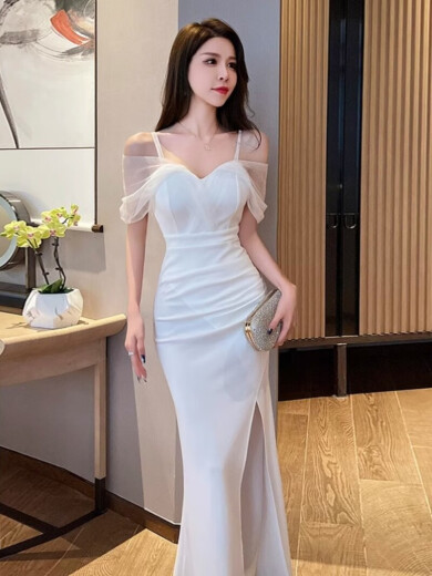 拼搏奇人性感深V礼服包臀连衣裙SPA足浴洗浴技师夜场KTV佳丽工作服 3897黑色 M  建议95-105斤