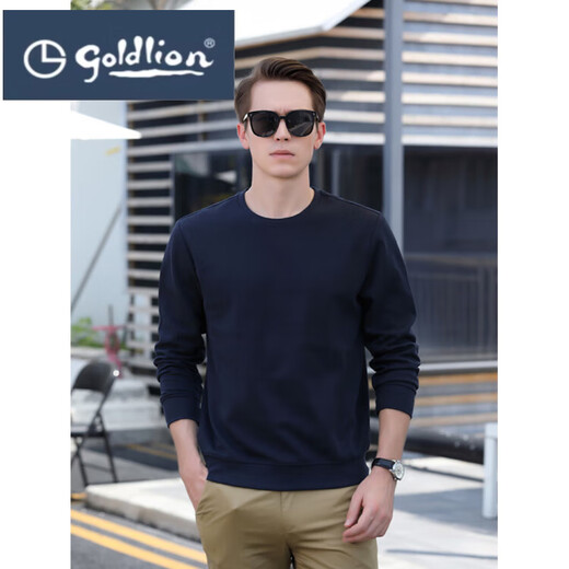金利来（GOLDLION）圆领卫衣男春秋季宽松内搭打底衫灰色潮流秋装上衣长袖t恤外套男 12165灰色-加绒 厚款 M 体重120斤以下