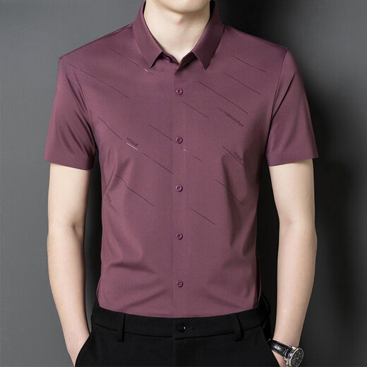 Camisa de manga corta Hengyuanxiang Men e hija Dress de novia papá Usa un banquete de boda de mediana edad Banquete de seda de verano de verano 6623 Rojo M 16590-120Jin [Jin equivale a 0.5 kg]