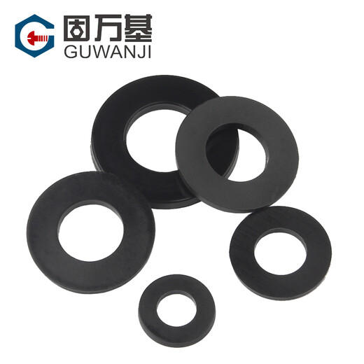 Guwanji black enlarged nylon flat gasket thin round gasket ultra-thin nylon flat gasket plastic insulating high temperature resistant gasket M6*12*1.5 (50 pieces)