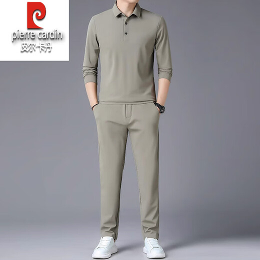 Pier Cardin imitation Mulberry Silk Casual Sports Traje de niños Mases de seda de seda Deportes Fashion Set de dos piezas Solid Color Spring y Autumn Thin Knit 9756 Negro [Longitud] M 165