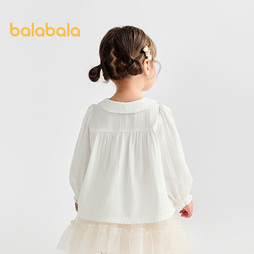 Balabala shopping mall same style baby shirt sweet A-shaped girls long-sleeved top autumn wear white tone 00311 80