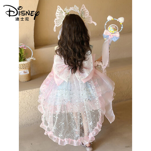 Disney Girls Hobe Summer Suspender Robe Child's Birthday Melody Princess Dress Girl Summer Lolita Jupe brillante Coiffe + Canne + Tail + JSGY6628 BEAUTÉ 140 CM