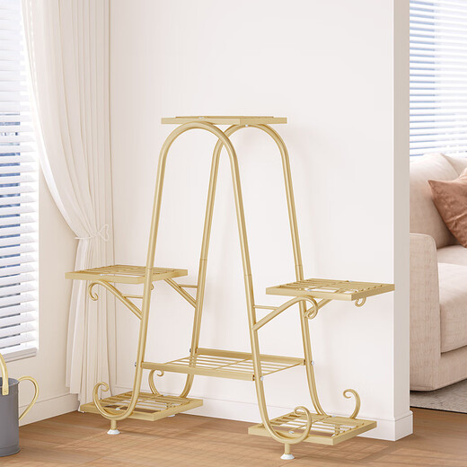 Wojia flower stand floor-standing multi-layer iron art flower pot rack storage rack living room balcony pothos flower stand 941 gold