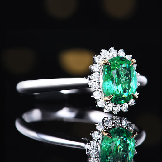 HEEKAIYI emerald gemstone ring for women 18K gold diamond ring Chinese Valentine's Day birthday gift for wife and girlfriend Selected emerald gemstone ring 92 points 18K gold diamond inlaid