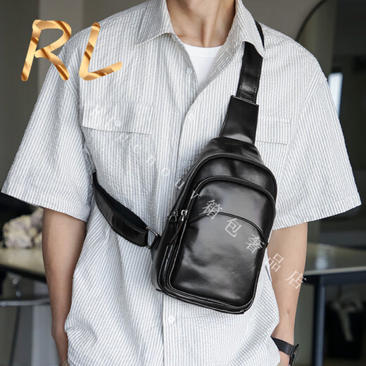 Goldwini RL2025 Nuevo bolso de pecho para hombres Capa de cuero de cuero un solo hombro Cosco de cofre de gama de goma de alta mar mochila para hombres negros