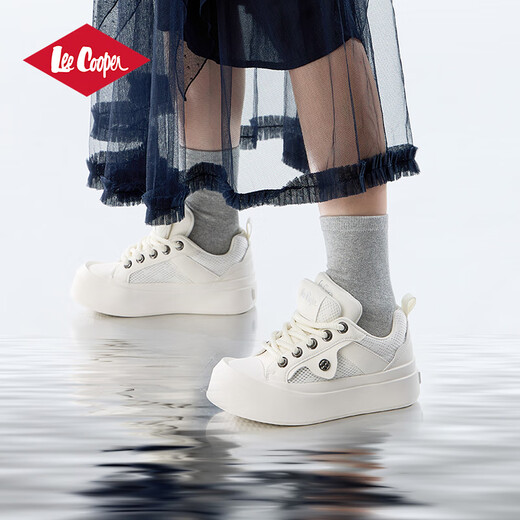 Lee Cooper Board Chaussures Chaussures pour femmes 2025 Nouveau été Mesh Soufflent Chaussures décontractées bas Polyme Polyme Chaussures mignonnes Chaussures blanches extérieures BEIGE 35