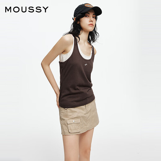 MousSy x Studiowear2025 Été Nouveau produit en deux pièces Set Simple Vest 028isa80-3881 060 Brown S