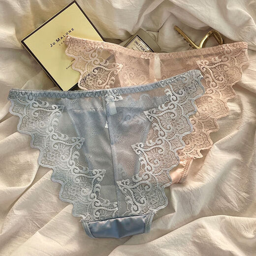纯欲透明性感蕾丝内裤女舒适无痕细带款透气抗菌纯棉裆低腰三角裤 灰色*6198* 1条
