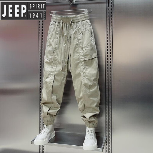 JEEP SPIRIT2025夏季新款高端束脚工装裤男士宽松痞帅薄款百搭哈伦休闲运动裤 灰色 H25-11 2XL