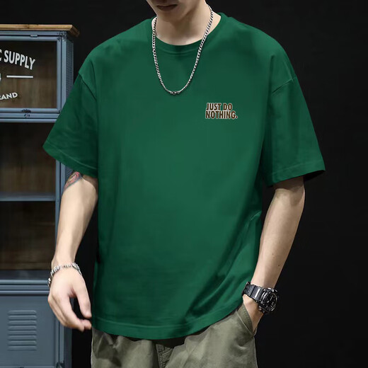 Seven Wolf [3523 collections] Short-sleeved T-shirt base shirt versatile loose clothes for men and women. Black [Direct sales from manufacturers] Small label JUST Limited time S 85-100Jin [Jin equals 0.5 kg]