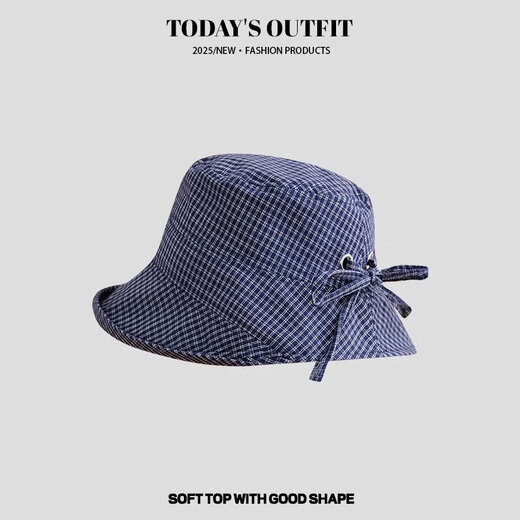
Japanese fisherman hat for women in summer new style small fresh checked curly edge sun protection hat wide brim small basin hat green