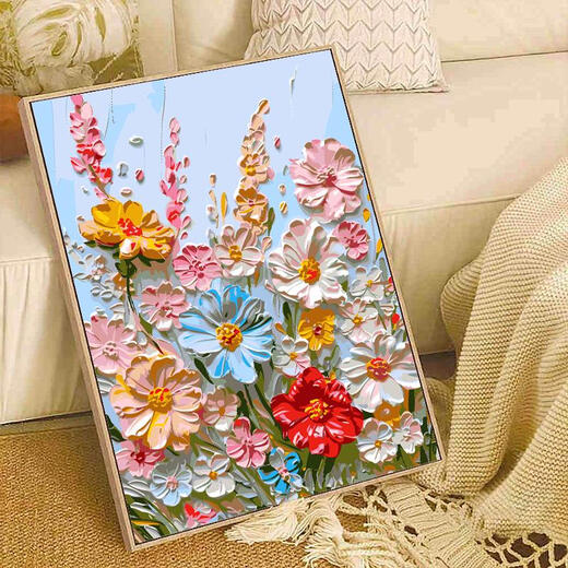 三栖虎繁花似锦diy数字油画填充涂色丙烯手绘感油彩画客厅装饰挂画 nx12611 30*40cm绷好内框