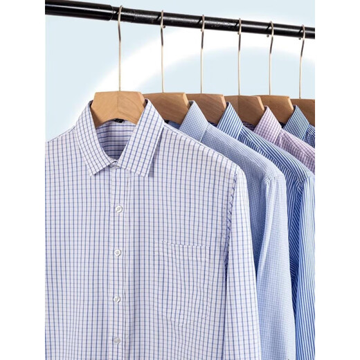 Magasin phare de Yager Magasin officiel à manches longues pour hommes 2025 Nouveau coton pur en fer gratuit de fonds d'âge moyen-delins décontractés de vêtements professionnels haut de gamme 6623 38 (recommandés 100-115jin [Jin est égal à 0,5 kg]))
