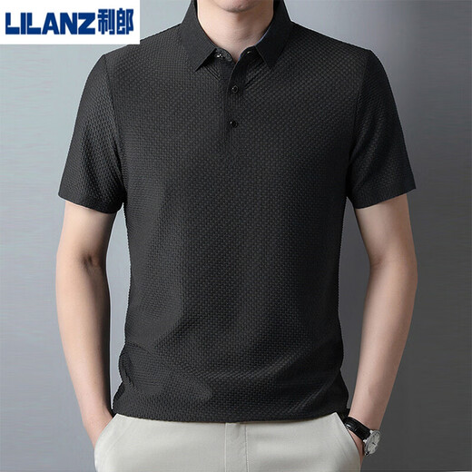 利郎翻领Polo衫男冰丝薄款爸爸装2025新款 卡其色L6173 M 80-100斤
