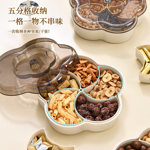 Chino Dried Fruit Plate Chinese New Year Candy Box with Lid for Household Compartment Snack Plate Living Room Plastic Nut Storage Sealed Dried Fruit Box Cream