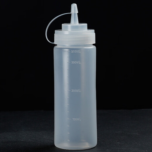 Meikejie Squeeze Sauce Bottle Tomato Salad Sauce Plastic Tip Squeeze Squeeze Bottle Commercial Oil Bottle Household Sauce Condiment Bottle White 1 piece - Brush not included 350ml