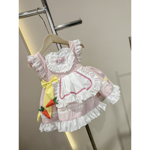 Bang Eve Pink Carrot Style Lolita Princess Dress Baby Bow Princess Style Puff Skirt Western Style Girls Dress Main Picture Style 90 Recommended Height 70-80cm