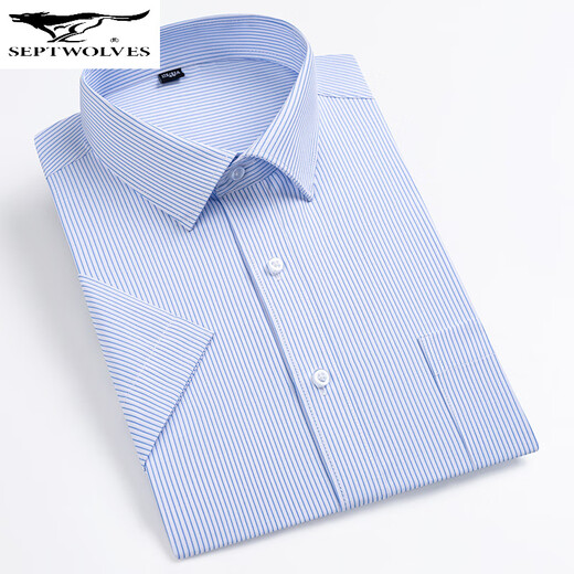 
Seven Wolf Men's Short Sleeve Shirt 2025 Summer Middle-aged Business Casual Versatile Comfortable Breathable Cotton Professional Work Shirt DX6624 44