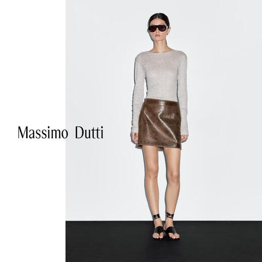 Massimo Dutti discount upgrade 2026 women's slim fit and versatile hollow cotton blended long-sleeved T-shirt 06261205 light gray XL (CN 175/100A)