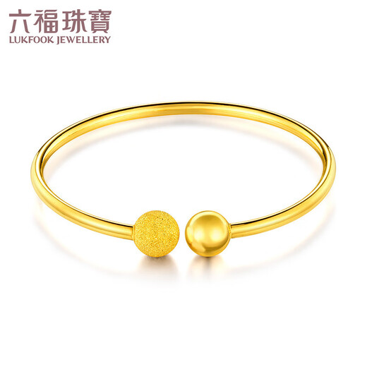 六福珠宝六福珠宝  足金简约圆珠黄金手镯开口空心镯子 计价 B01TBGB0031 54mm-11.65克(含工费687元)