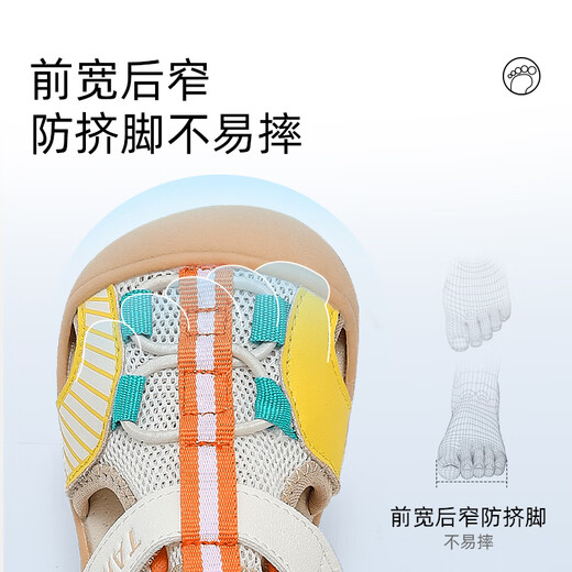 Tylanis Chaussures pour enfants Sandales Baby Summer Nouvelles chaussures de devant Béranges et filles Bébé antidérapant Soft Sole Toddler chaussures clés chaussures blanc / jaune 20 longueur intérieure 13,5 Convient pour la longueur du pied 12,8 ~ 13,2
