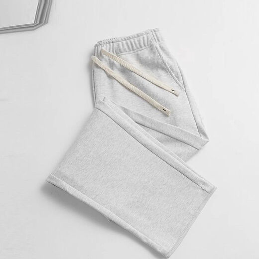 Fat Donglai 300g Heavy White Flower Gray Straight Sweatpants Men's Loose Casual Sports Twill Cotton Drape Flower Gray 2XL _ Recommended 136-150Jin Jin is equal to 0.5kg