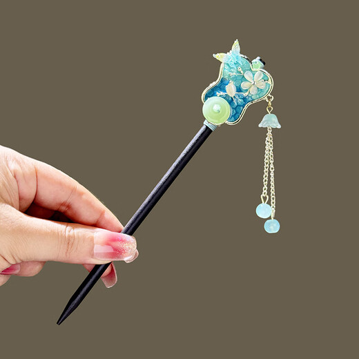 Lingchuan New Chinese Style Black Sandalwood Hairpin Ancient Style Headdress Banana Fan Tassel Step Shake Hairpin Ancient Costume Hanfu Hairpin Accessories for Women Yishang