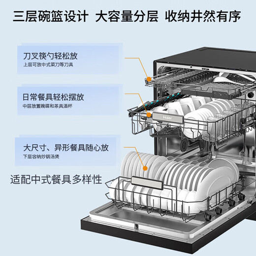 Haier built-in dishwasher W30SPro 18 sets, large capacity, frequency conversion, first-class water efficiency, steam washing, intelligent door opening, quick drying W30SPro 18 sets, steam washing