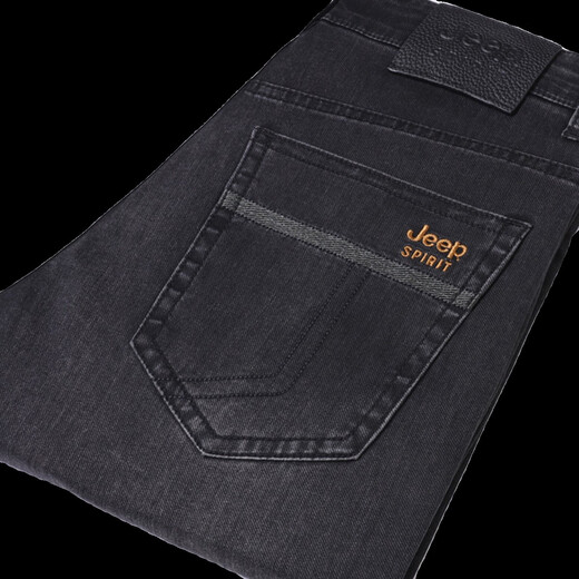JEEP SPIRIT吉普黑色牛仔裤男士春夏季薄款直筒宽松休闲大码弹性深档长裤 黑色j679 四季款不加绒 29 码数-腰围2尺2